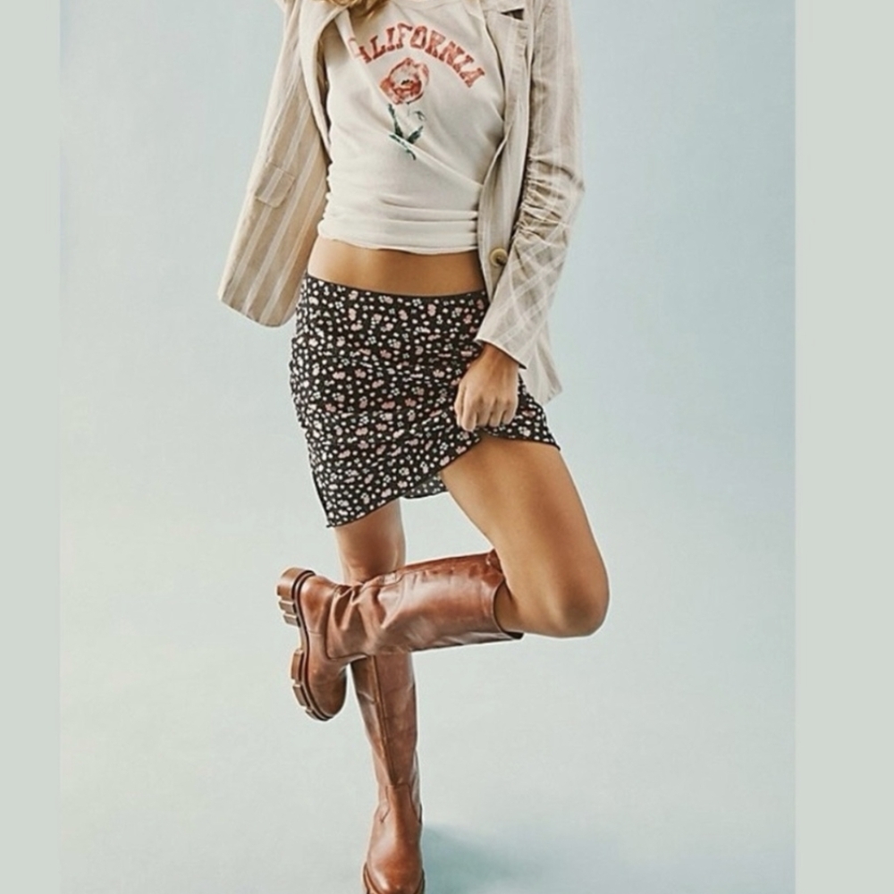 Free People IRL Floral Mini Slip Skirt Sz 12
